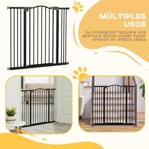 Barrera para Perros Puerta para Perros con Ancho Ajustable 74-100 cm Barrera de Seguridad para Perros con 2 Extensiones para Escaleras y Puertas Negro