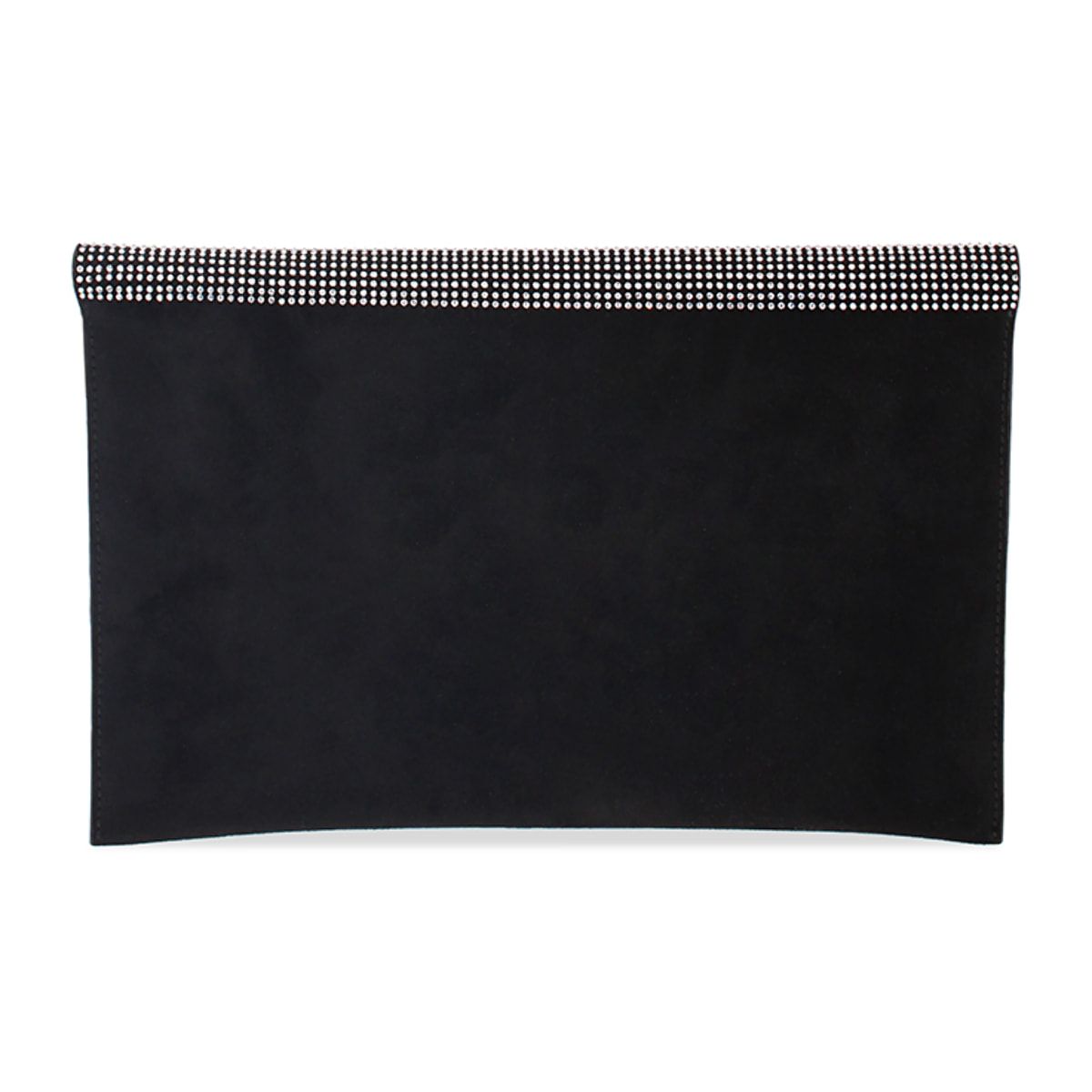 Pochette nera-argento in microfibra con pietre