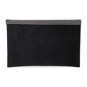 Pochette nera-argento in microfibra con pietre
