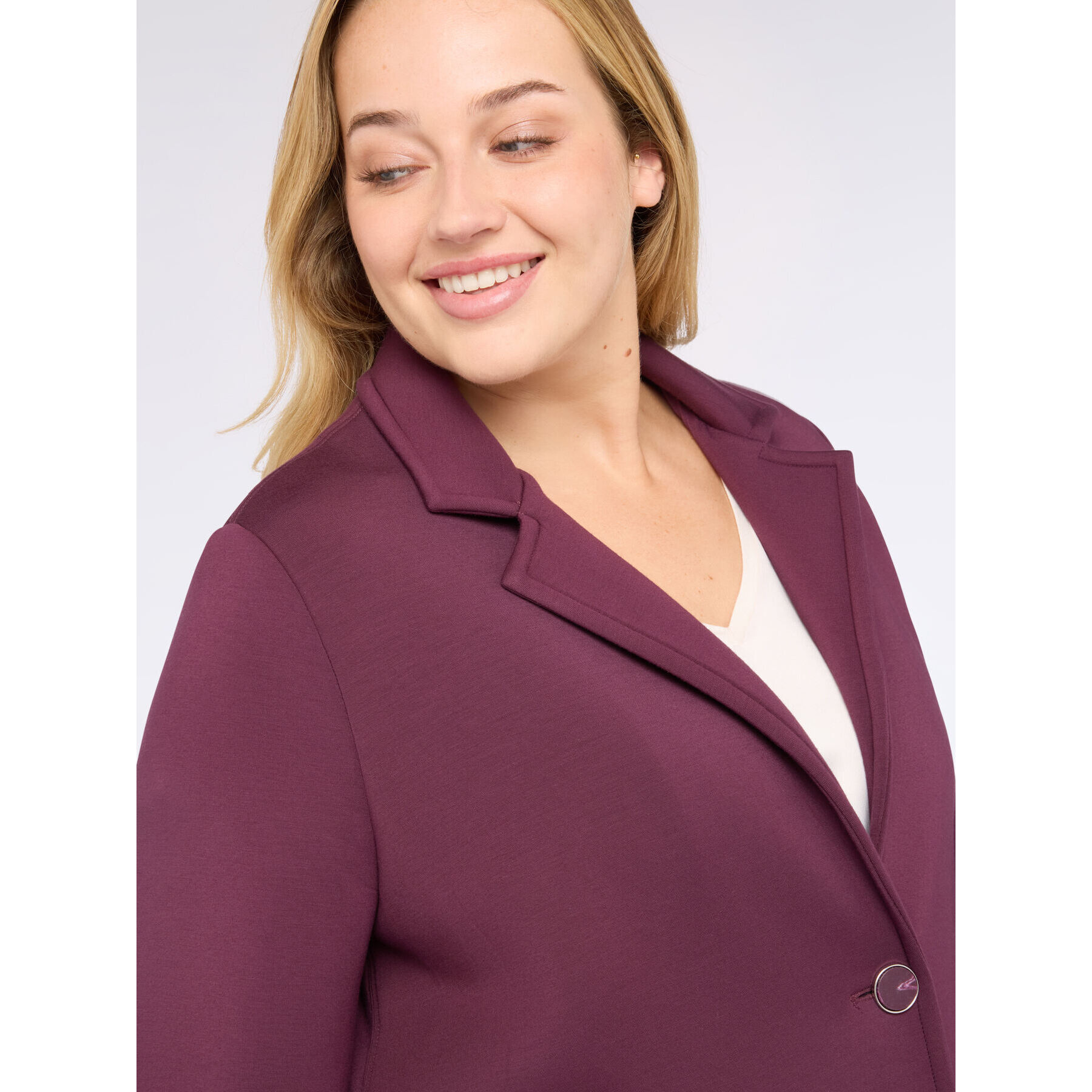 Fiorella Rubino - Abrigo de neopreno de línea esencial - Burgundy