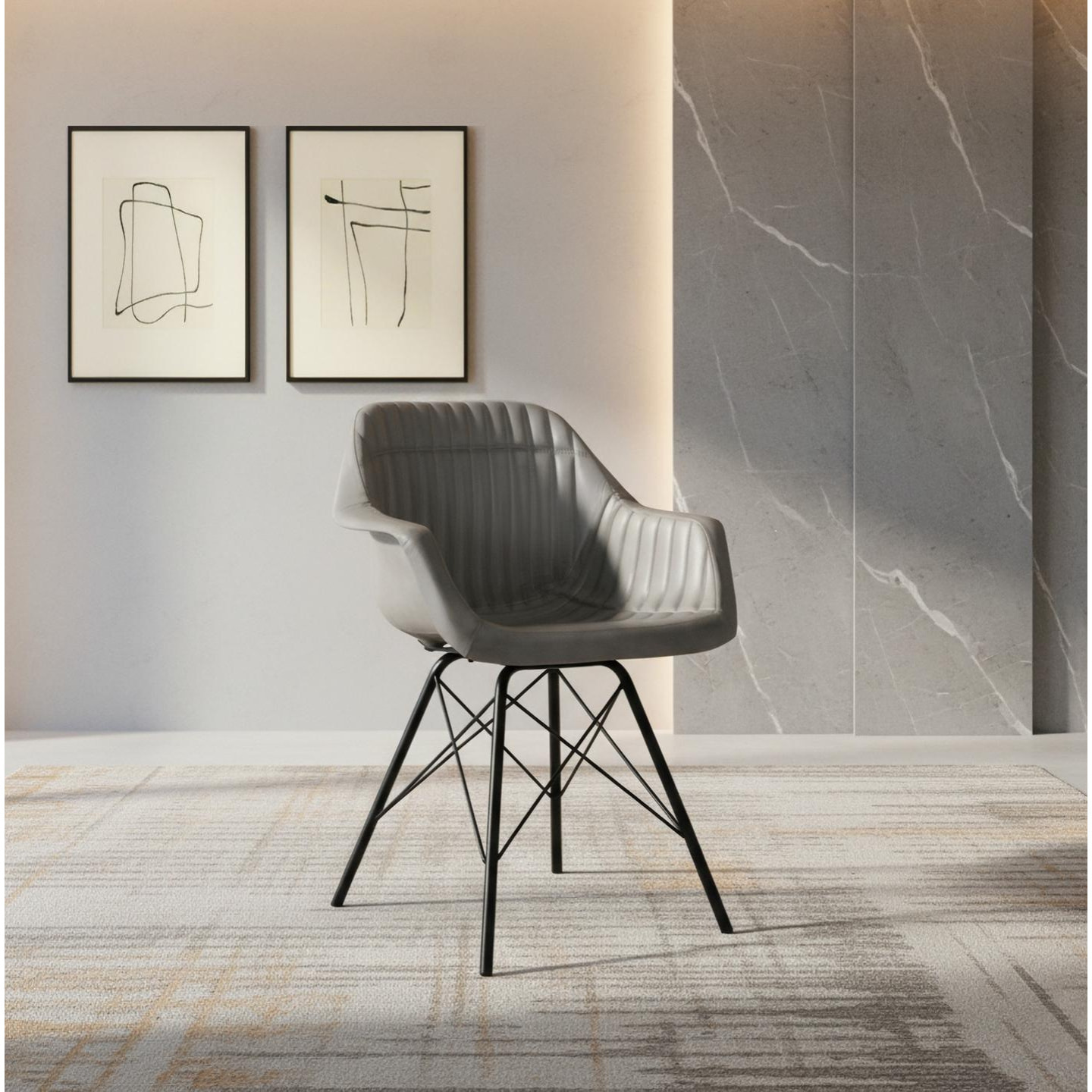Silla de Piel 61 Cm Estilo Industrial
