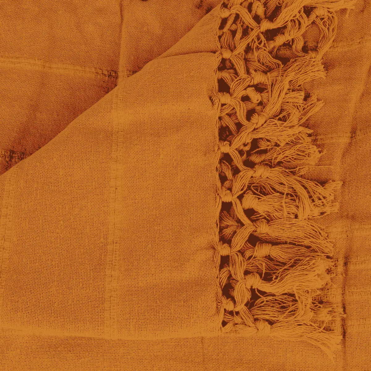 Jeté de lit coton jaune moutarde 160x220cm