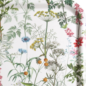 Plateau bois imprimé rose vert Prairie legere beige