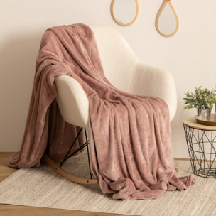 Plaid uni en flanelle - rose 180x230 cm