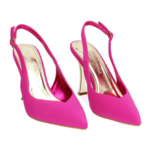 Décolleté slingback donna fucsia, tacco 9,5 cm