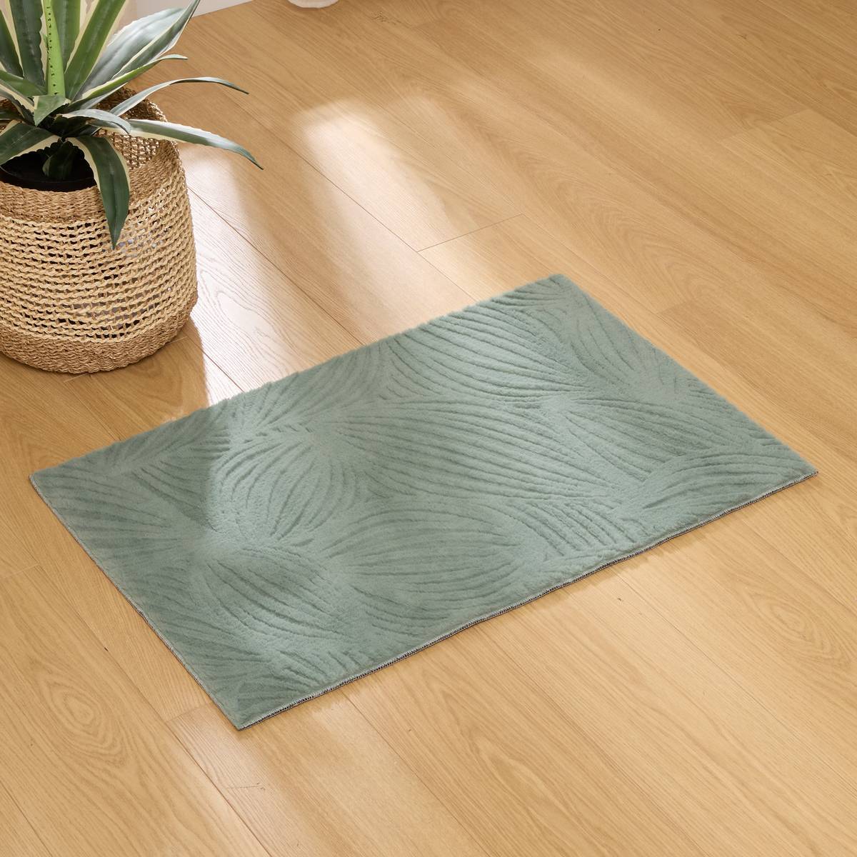 Tapis fausse fourrure Onina vert Kaki 90x60cm