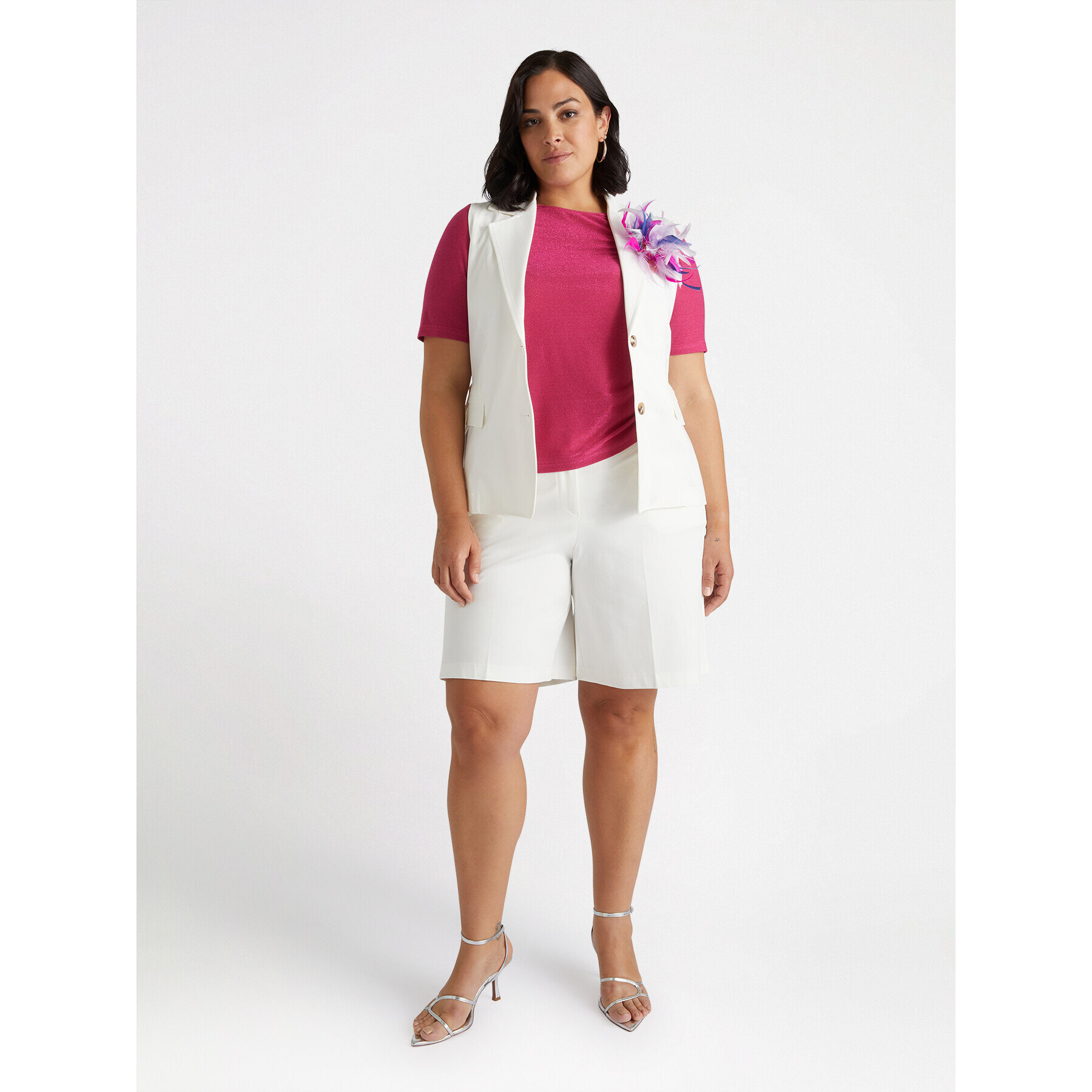 Fiorella Rubino - Pantalón bermuda de punto Milano - Blanco