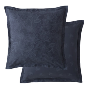 Taie d'oreiller satin de coton imprimé bleu Marronniers bleu