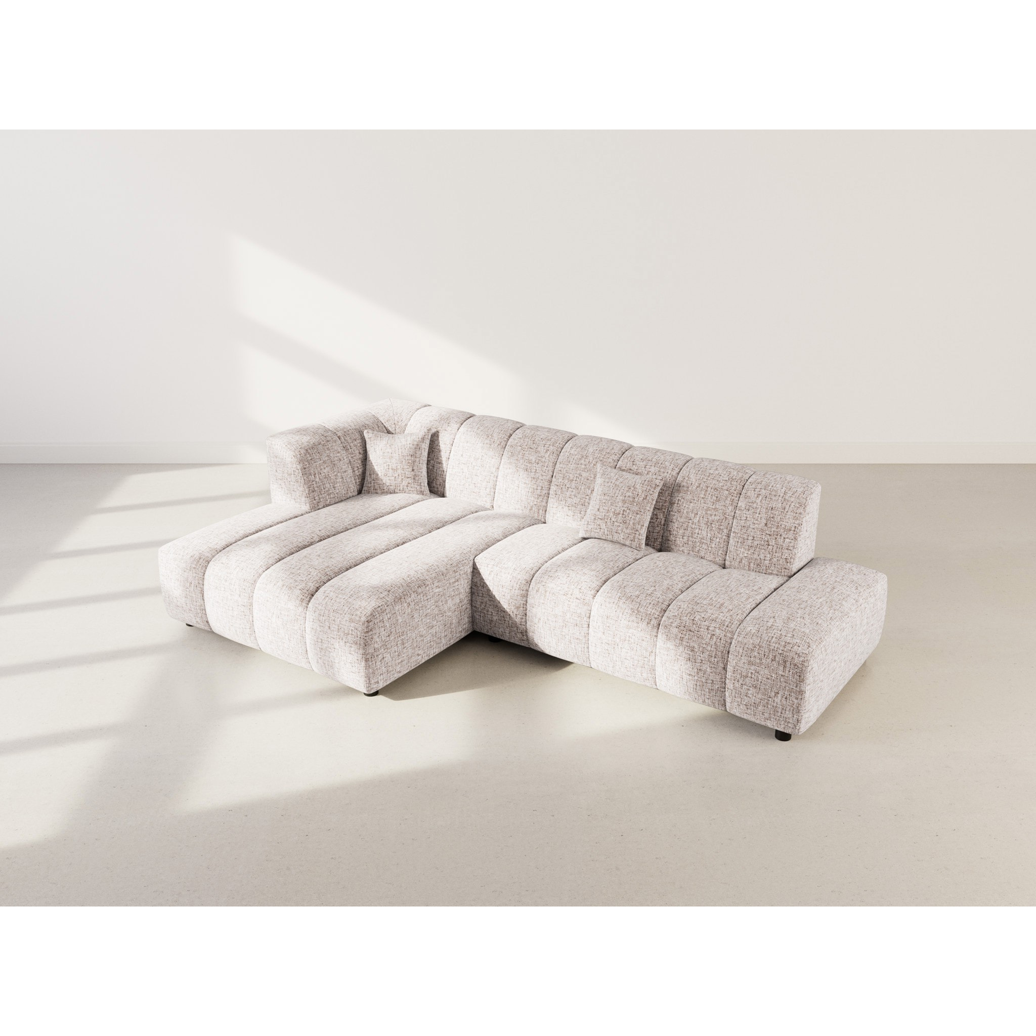 Curtis - canapé d'angle gauche 4 places sans accoudoir en tissu texturé - Taupe