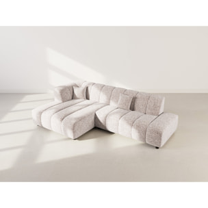 Curtis - canapé d'angle gauche 4 places sans accoudoir en tissu texturé - Taupe