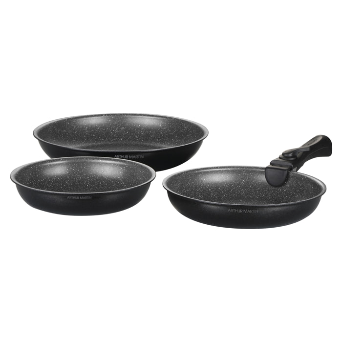 Set de 3 poêles 20/24/28cm Noir Brillant