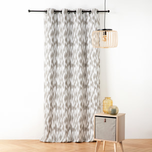 Rideau jacquard motif ikat en fils upcyclés - Taupe