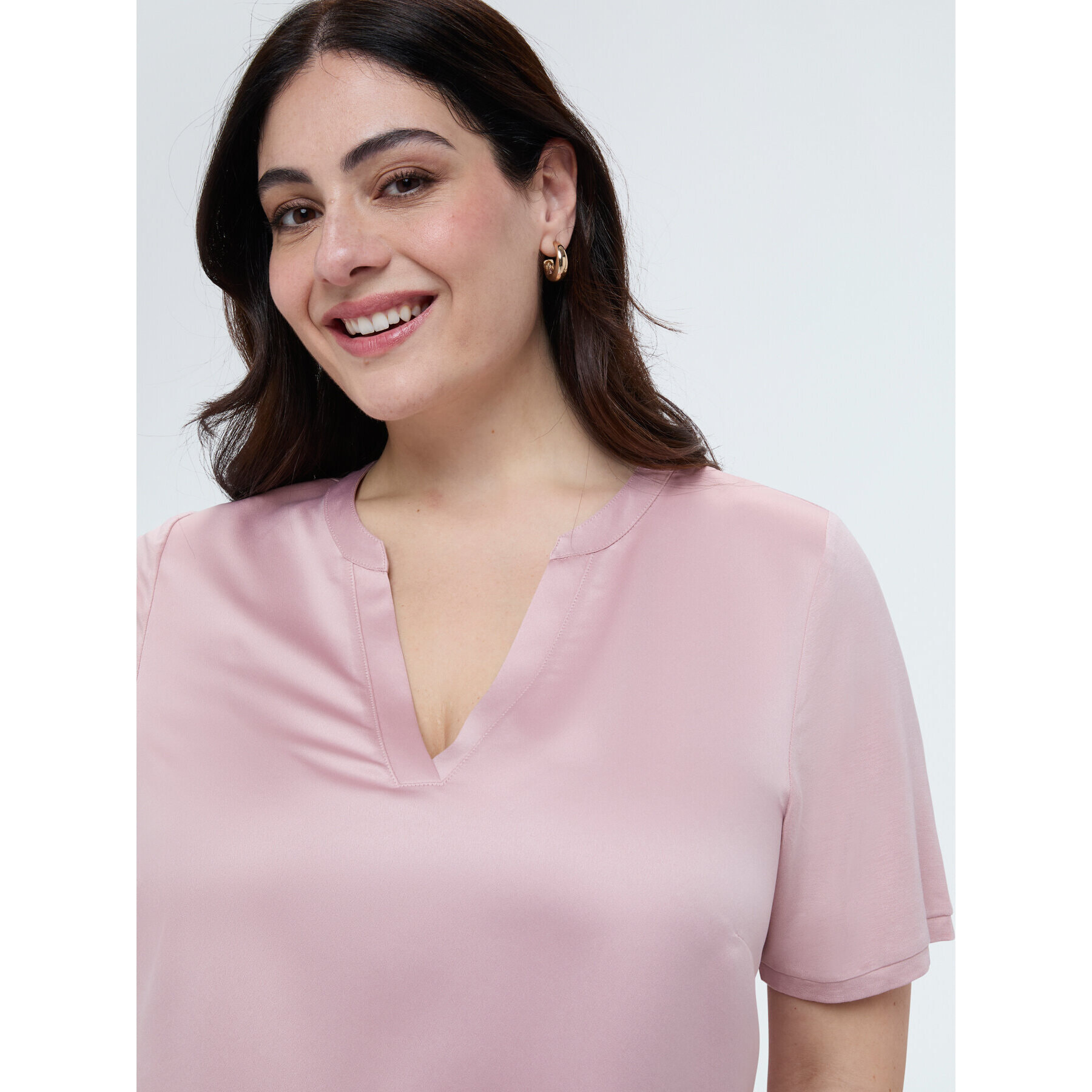 Fiorella Rubino - T-shirt bimaterica in misto viscosa - Rosa