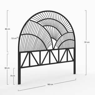 Tête de lit Séléné en rotin noir 160 cm