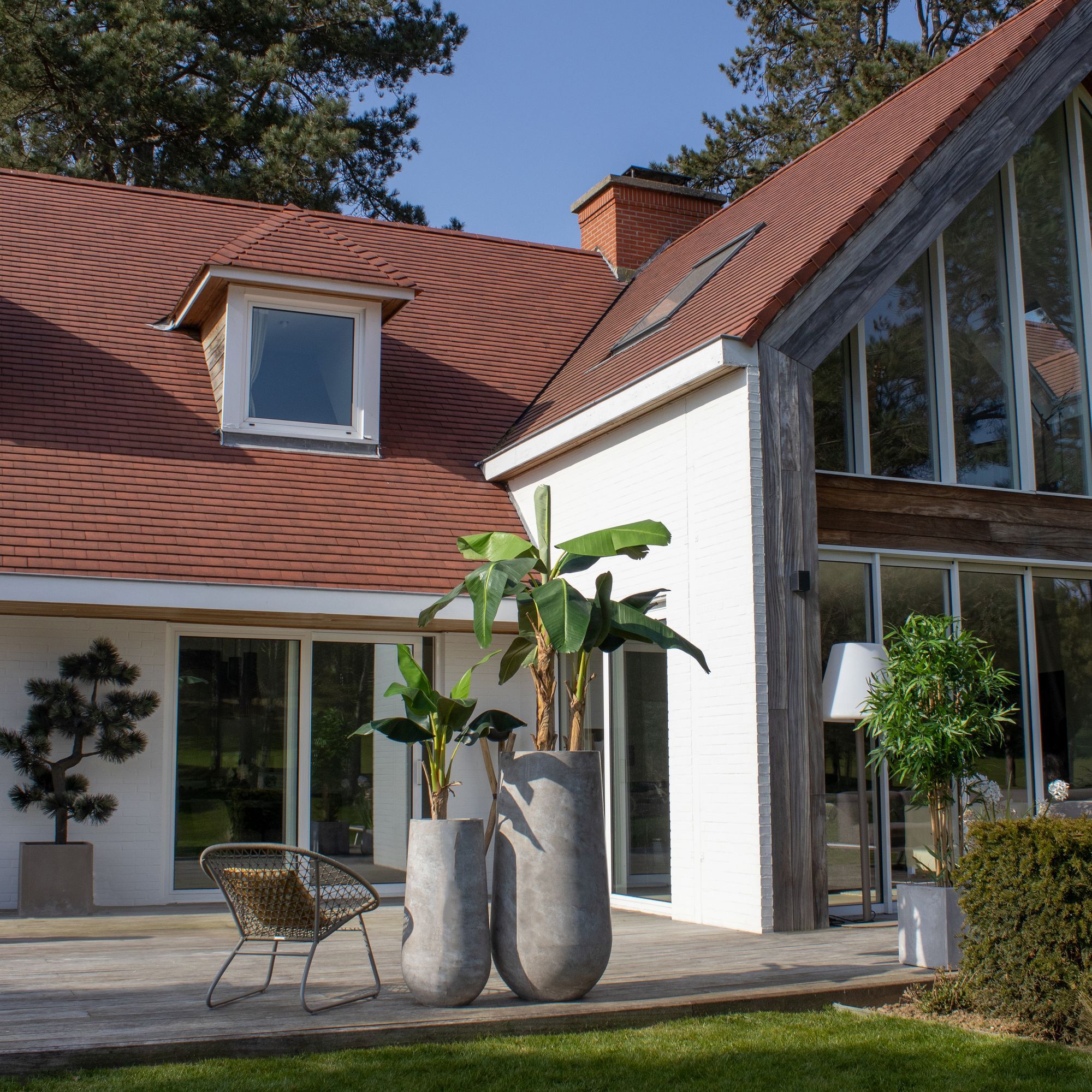 Set de 2 pots ronds en terre d'argile forme haute 40/55cm FARO