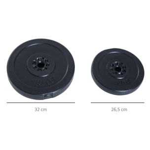 Disques de poids - lot de 4 disques d'haltère - poids total 30 Kg - HDPE noir