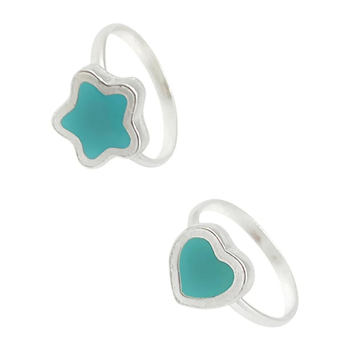 Pareja anillos Colors en plata 10µm y color azul celeeste