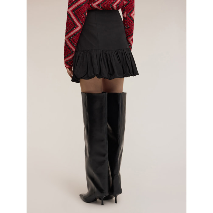 Motivi - Gonna corta con volant in taffetà - Nero