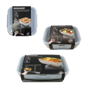 Set de 3 Lunch box inox 400 ml, 600 ml et 1000 ml compatible microonde avec couvercle Fackelmann