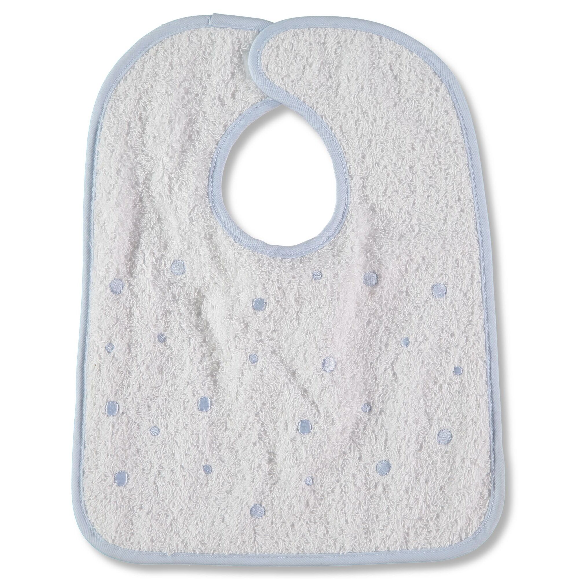 Babero Cuadrado Velcro Topos Celeste Talla Uni