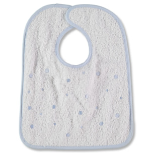 Babero Cuadrado Velcro Topos Celeste Talla Uni