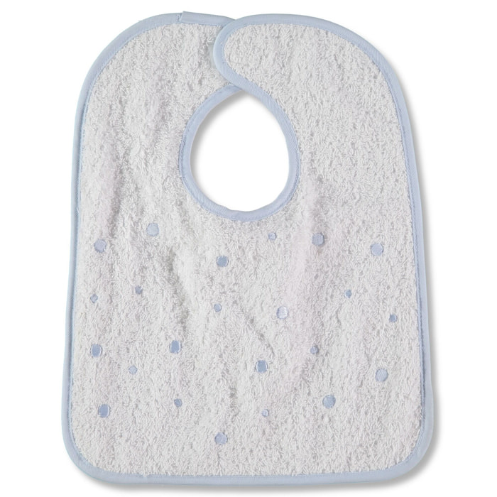 Babero Cuadrado Velcro Topos Celeste Talla Uni