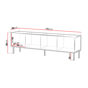 Salvador - meuble TV - effet bois - 4 portes - 191 cm - Bois