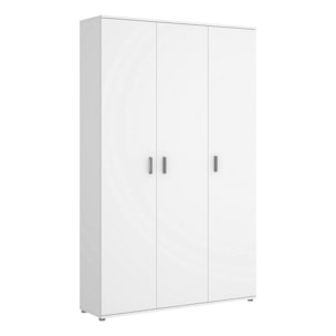 Armadio multiuso Sillano, Mobile multifunzione portascope, Guardaroba a 3 ante, 116x35h190 cm, Bianco