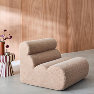 Chauffeuse tissu effet alpaca beige 1 place - L 81 x P 99 x H 75cm - Nova