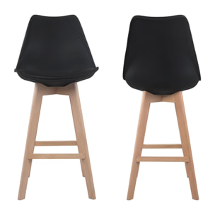 Lot de 2 tabourets scandinaves SVEN noir avec coussin