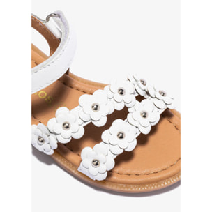Sandalias niña flores blancas Napa