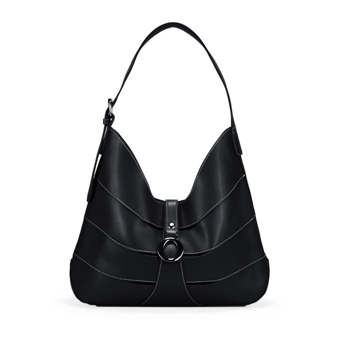 Bolso de hombro negro con bolsa interior