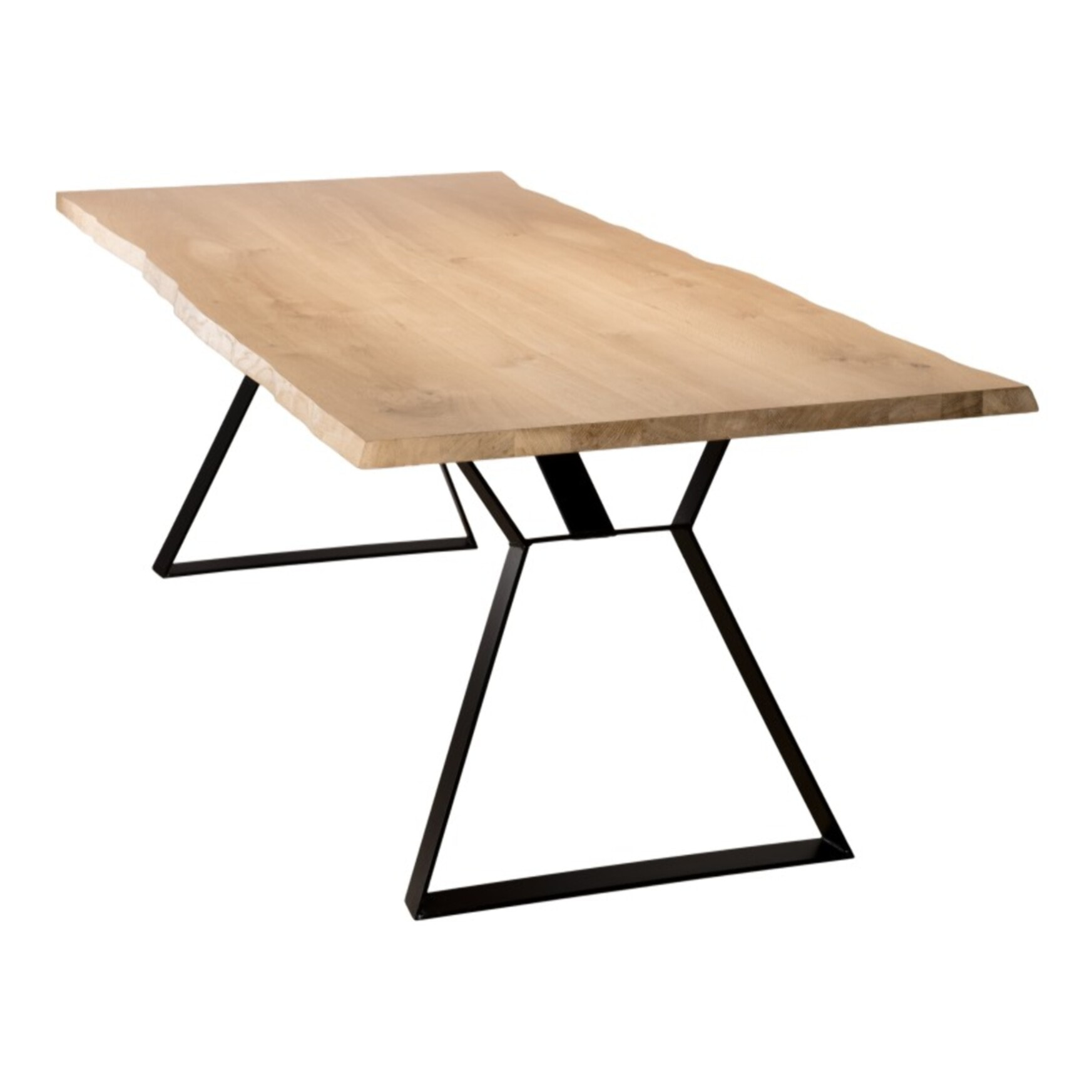 MAXENCE - Table à manger rect. 230x100cm bois chêne pieds métal noir