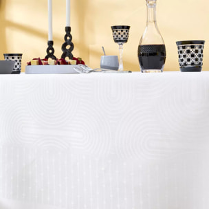 Nappe anti tache pur coton motif jacquard Le cercle blanc
