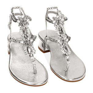 Sandalo gioiello argento, tacco 3,5 cm