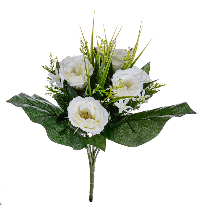 Bouquet Di Lisiantus. Altezza 32 Cm - Pezzi 4 - 24X32X24cm - Colore: Bianco - Bianchi Dino - Fiori Artificiali