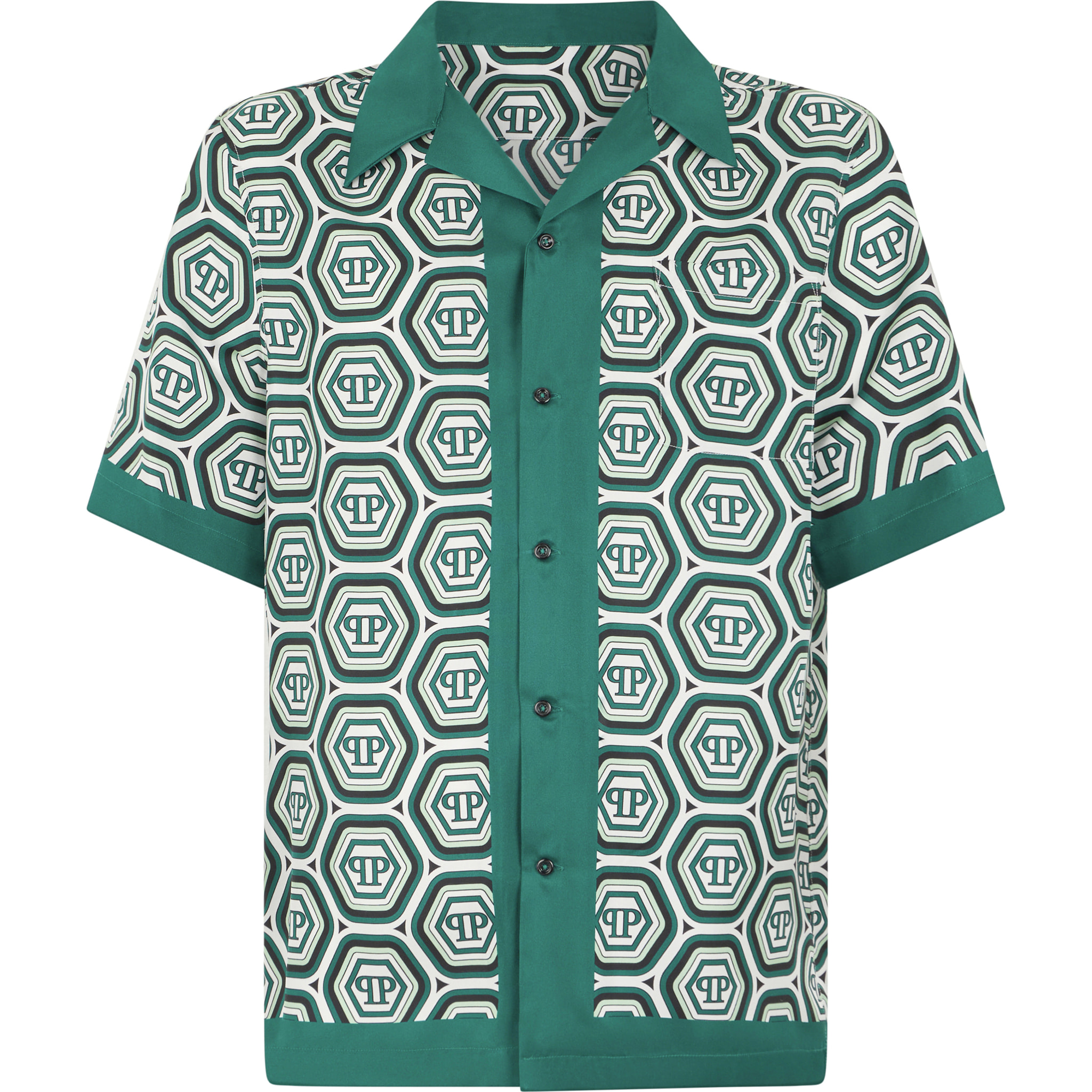 PHILIPP PLEIN Silk Bowling Shirt Monogram 70's