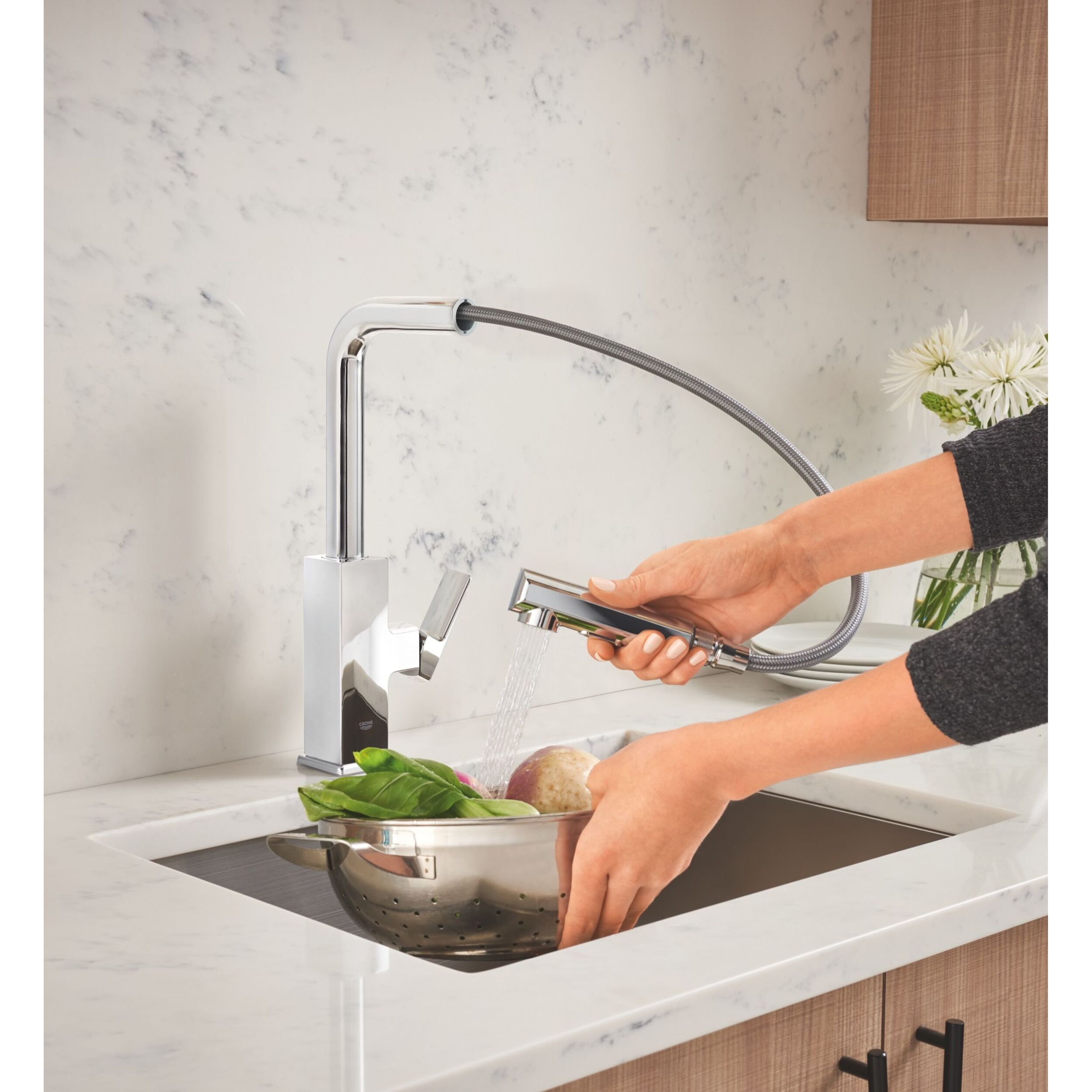 GROHE Robinet évier cuisine Tallinn avec douchette extractible, bec en L Chromé 30420000