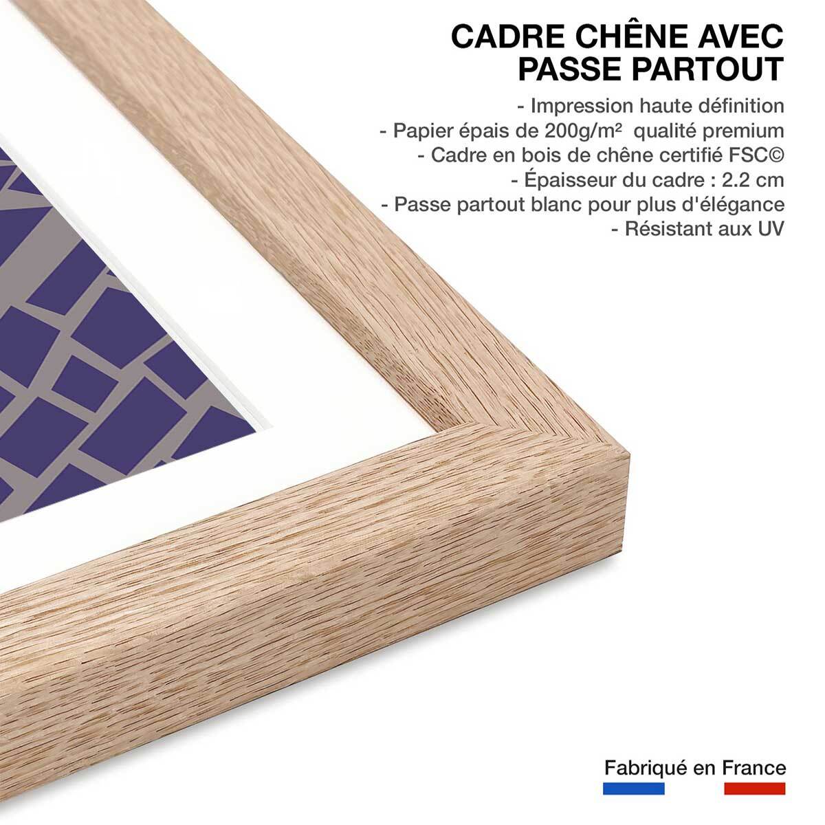 Affiche un Week end à Lisbonne Affiche sous cadre bois