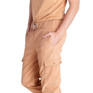 Pantaloni uomo cargo in velluto Neutrals