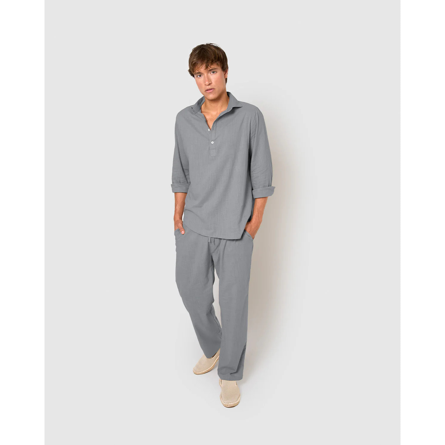 Camisa algodón azul