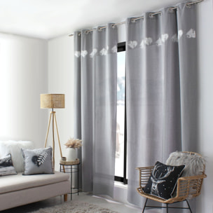 Rideau à top imprimé bourdon - Gris clair