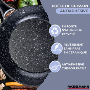 Poêle fonte aluminium revêtement antiadhésif céramique sans PFAS Fackelmann