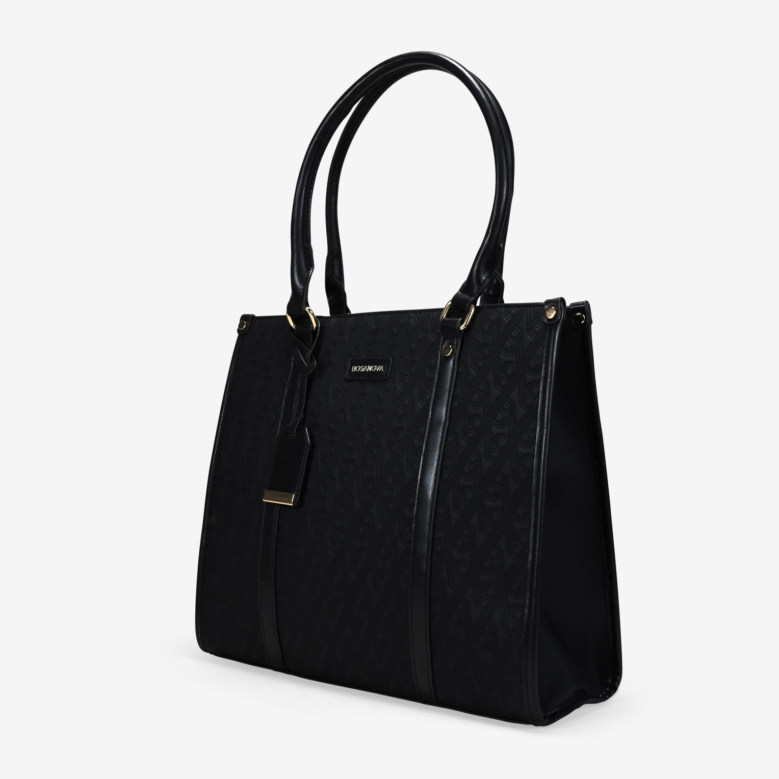 Bolso shopper negro con grabado de B