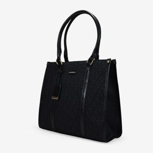 Bolso shopper negro con grabado de B