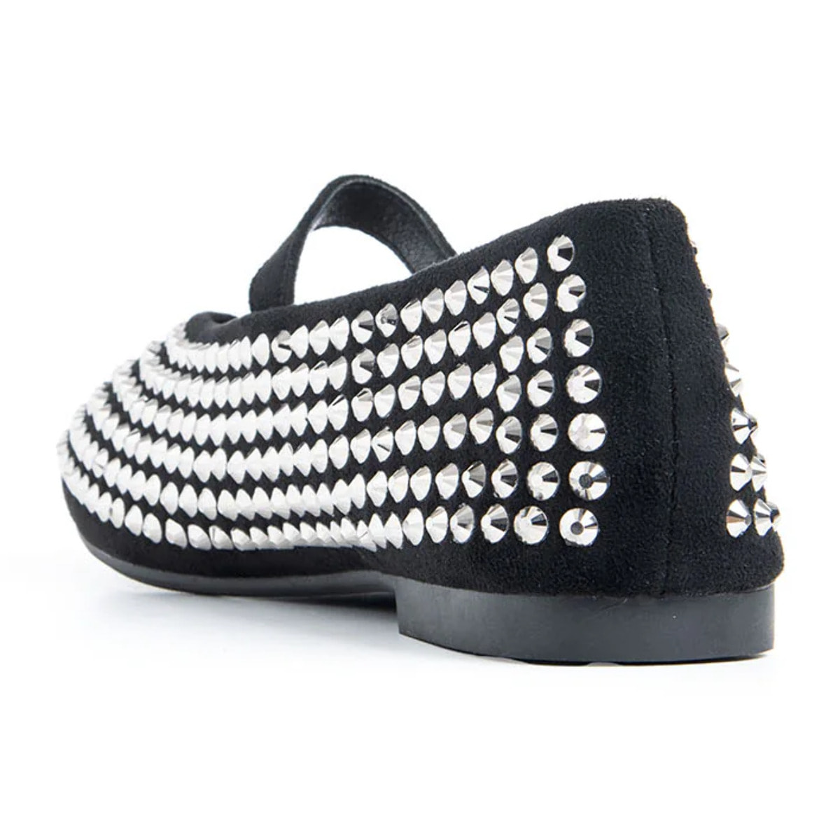 Ballerina con strass e cinturino - NERO