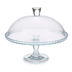 Tartera de cristal con pie y tapa 32cm.