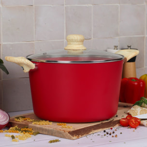Faitout en revêtement céramique 24cm rouge - tous feux COLORAMA