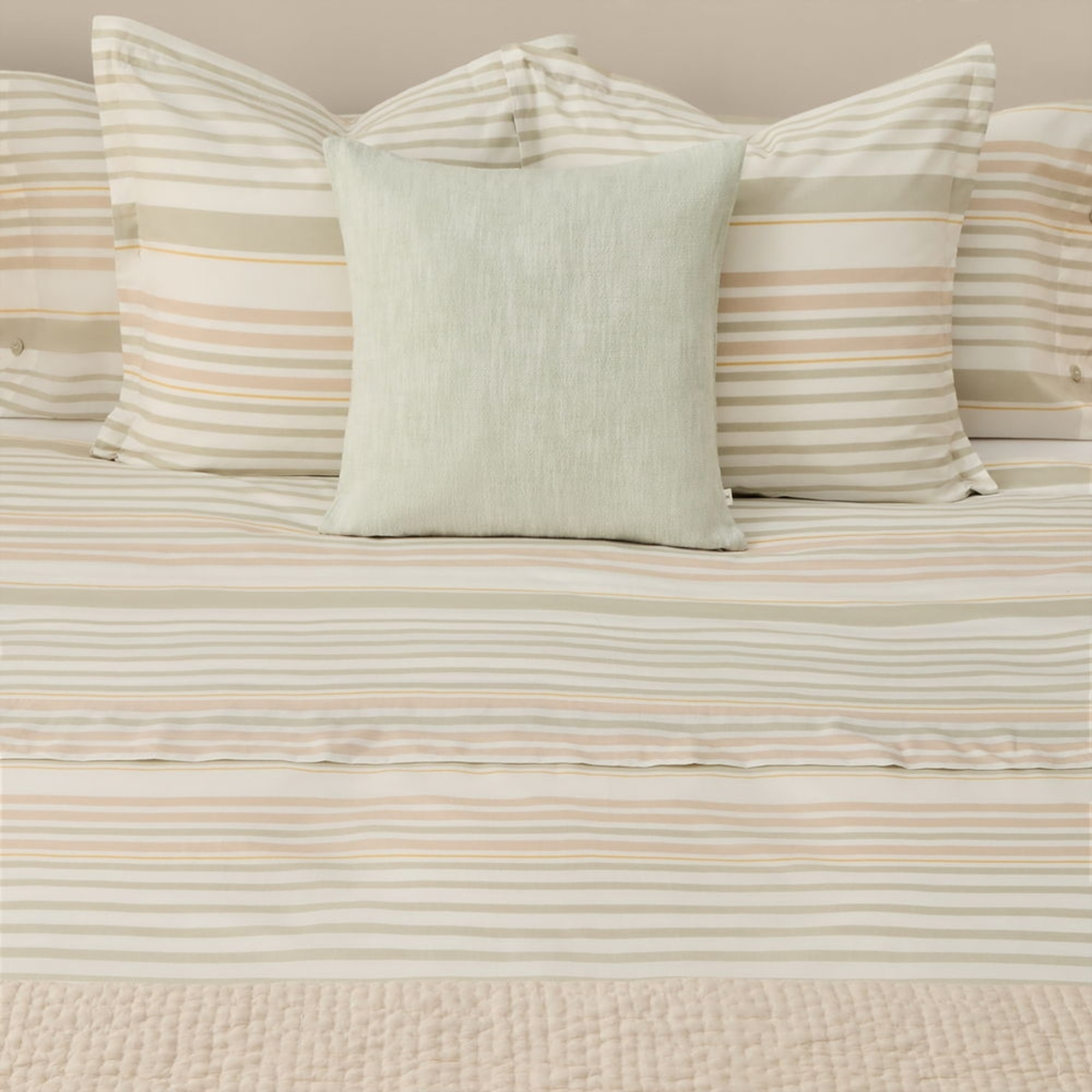 Sábana de algodón 180 hilos rayas Grora color verde 100% Algodón