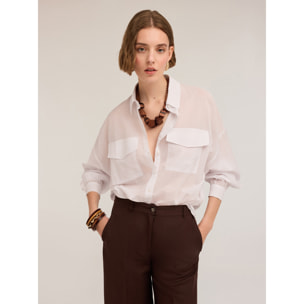 Motivi - Camisa oversize con bolsillos - Blanco